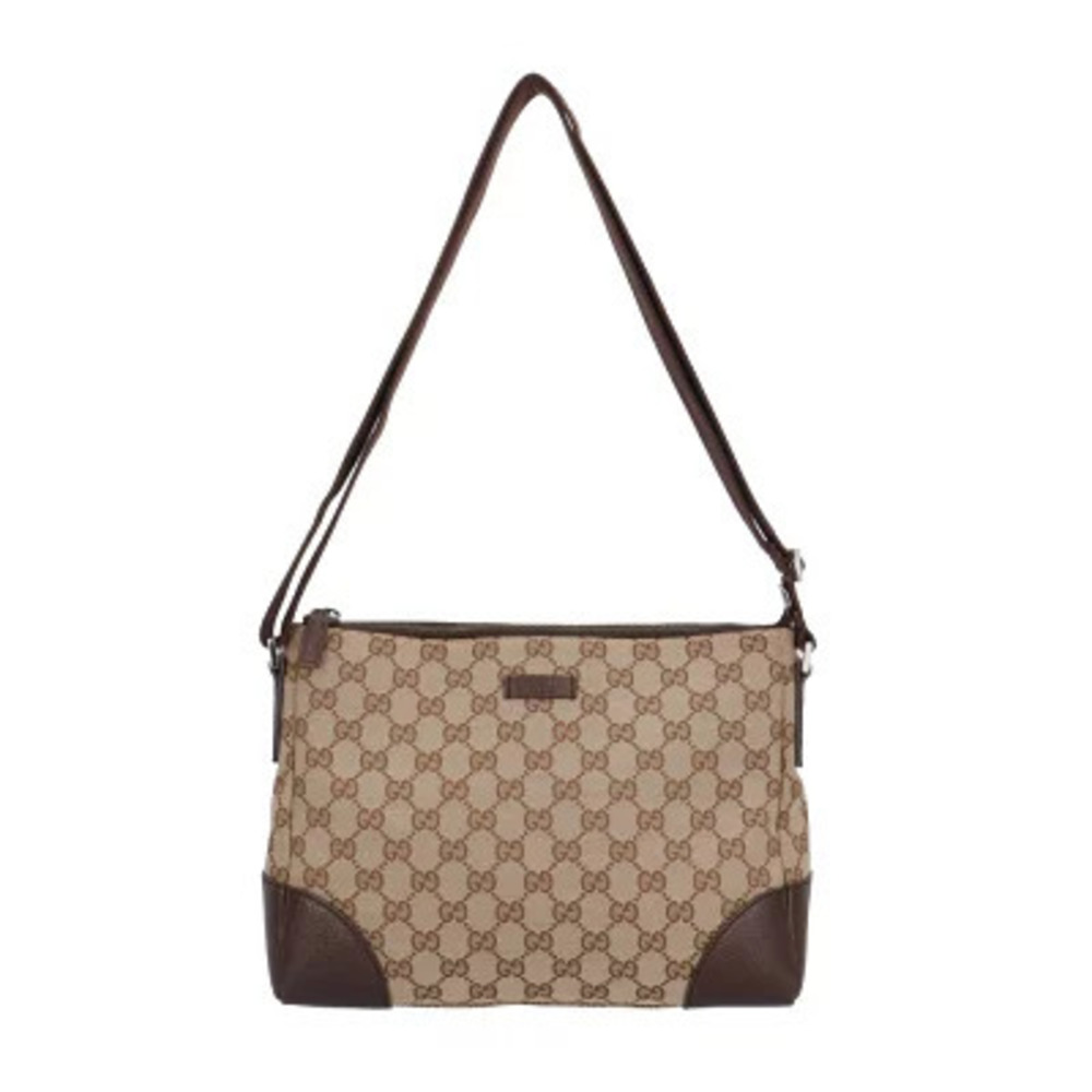 Gucci GG Canvas Shoulder Bag Beige Brown
